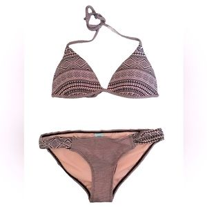 Hot Water Pink Black Push Up Bikini Hipster Bottom Size Medium